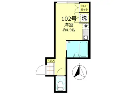 FERIO八広(ワンルーム/1階)の間取り写真