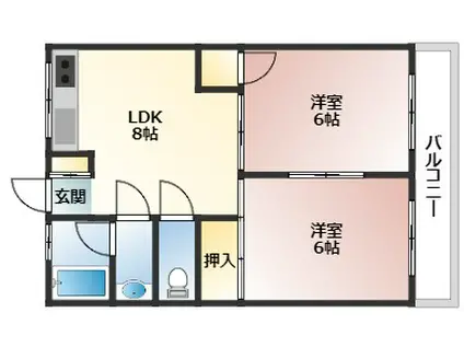 田中本社ビル(2LDK/4階)の間取り写真