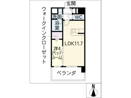 エルミタージュ桜山(1LDK/6階)の間取り写真