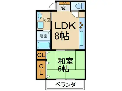 石塚ハイツ(1LDK/2階)の間取り写真