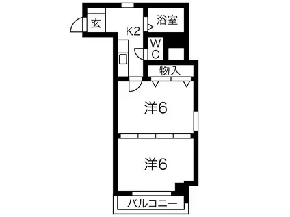 桜マンションII(2K/6階)の間取り写真