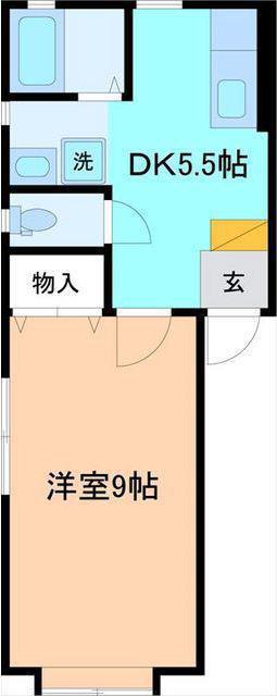 ハウスTK(1K/2階)の間取り写真