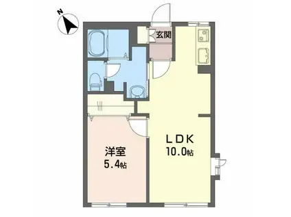 盛岡市みたけ5丁目築30年(1LDK/1階)の間取り写真