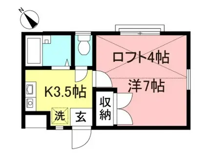 ルマ93(1K/2階)の間取り写真