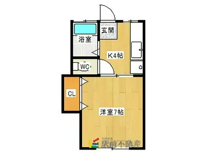 光楠アパート(1K/1階)の間取り写真