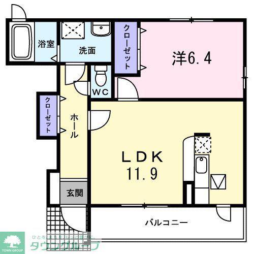 グロリオーサ I(1LDK/1階)の間取り写真