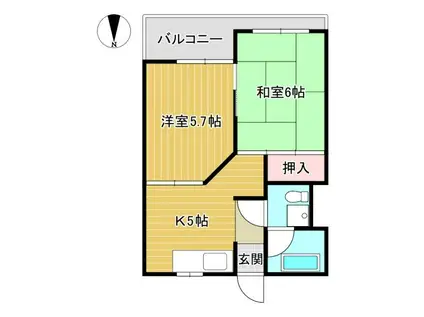 小池マンション南棟(2K/2階)の間取り写真