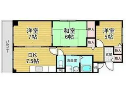 シエルコート南甲子園(3DK/2階)の間取り写真