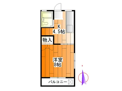 清水ハウス(1K/2階)の間取り写真