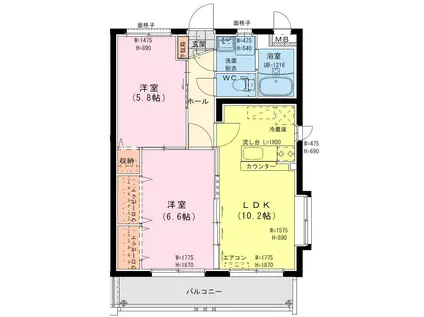 リ・ブラン(2LDK/3階)の間取り写真