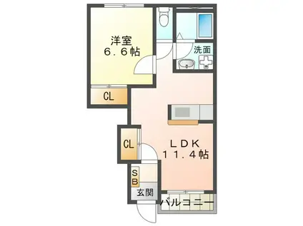 グッドヒルズIM(1LDK/1階)の間取り写真