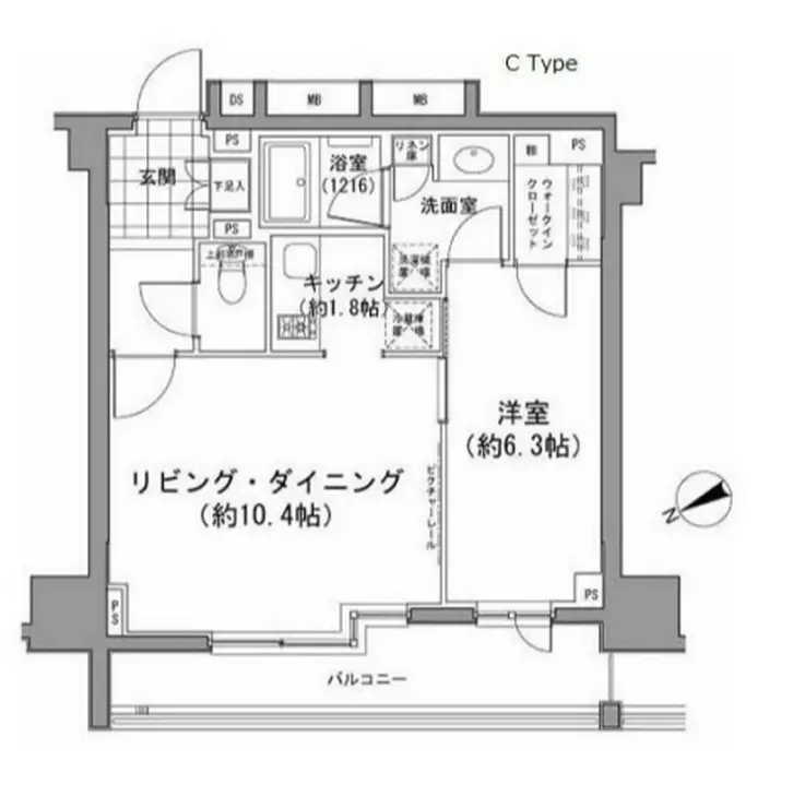 パークハビオ八丁堀 6階階 間取り