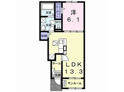 フリーデンハイム(1LDK/1階)の間取り写真