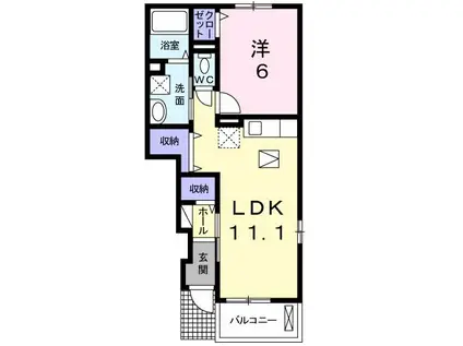 アルページュI(1LDK/1階)の間取り写真