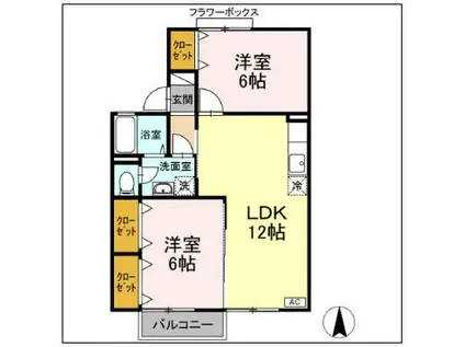 ファミールハイツ(2LDK/2階)の間取り写真