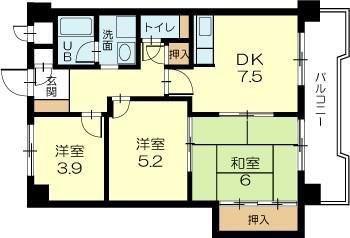 ロイヤルコーポ伊保(3DK/6階)の間取り写真
