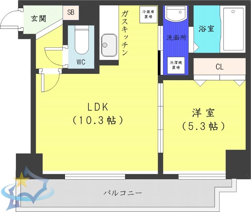 TREASURE COURTA(1LDK/9階)の間取り写真