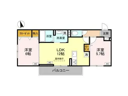 ROSALIDE ロザリード(2LDK/2階)の間取り写真