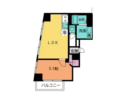 静岡泉町エンブルコート(1LDK/3階)の間取り写真