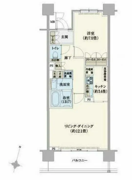 リージア経堂テラスガーデン 8階階 間取り
