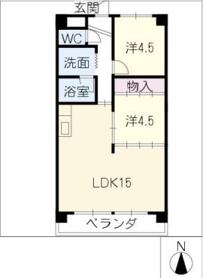 高針中央マンション(2LDK/4階)の間取り写真