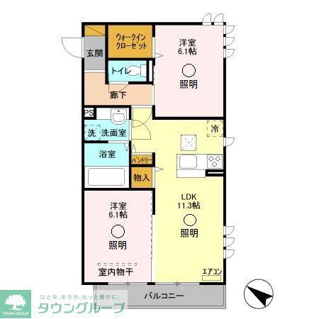 本郷の杜ラウン(2LDK/1階)の間取り写真