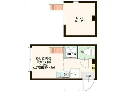 パークハイベリー東蒲田(ワンルーム/1階)の間取り写真