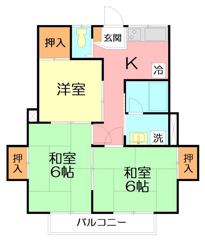 エムアイハイツ(3K/2階)の間取り写真