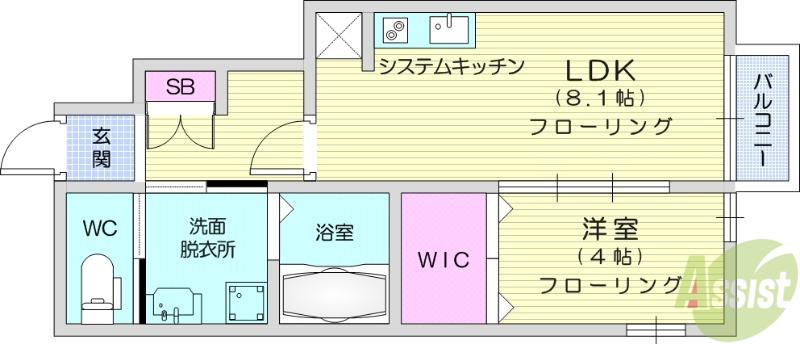 ルミエール(1LDK/1階)の間取り写真