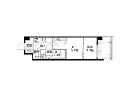 アルティザ姫路(1DK/9階)の間取り写真