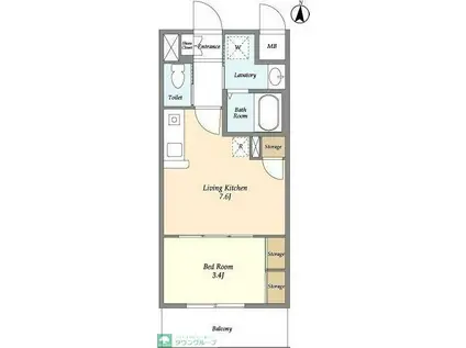 アクシーズタワー川口VIII(1DK/8階)の間取り写真