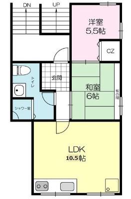 USビル塩町(2LDK/4階)の間取り写真