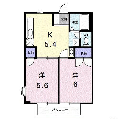 ニューシティカームHIRAOK(2K/2階)の間取り写真