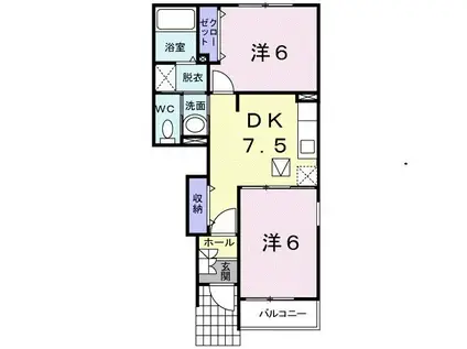 ホワイト・フェザーI(2DK/1階)の間取り写真