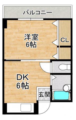 パクトールビル(1DK/4階)の間取り写真