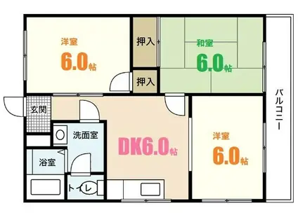 コーポ谷岡(3DK/4階)の間取り写真