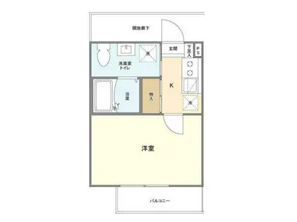 ヴェレタ津田沼(1K/2階)の間取り写真