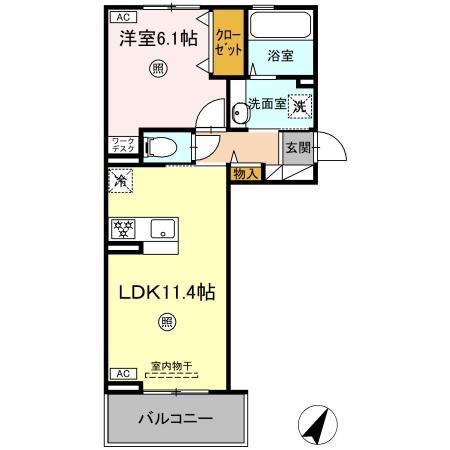 パルフェリーチェ(1LDK/2階)の間取り写真
