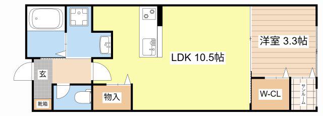 OWLS NEST(1LDK/1階)の間取り写真