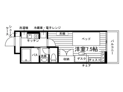 学生会館 UNI EMEAL 富山大学前(1K/2階)の間取り写真