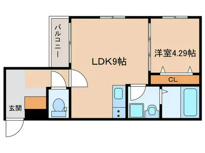 エルモサ戸畑(1LDK/3階)の間取り写真