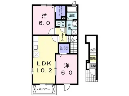 ワンネスサピーA(2LDK/2階)の間取り写真