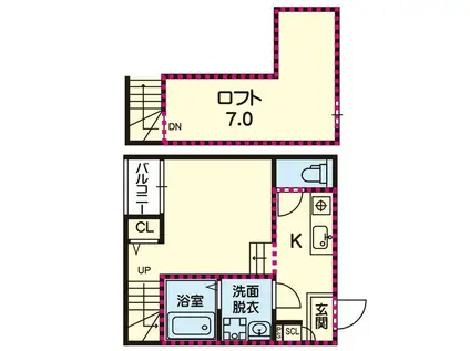 ステラ清水新地(1K/2階)の間取り写真
