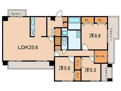 ドムス・アシヤ(3LDK/2階)の間取り写真