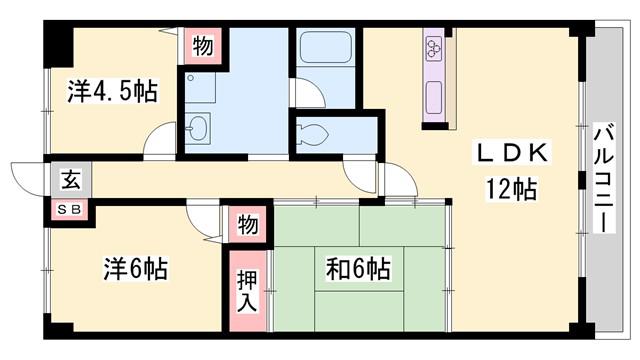 高岡中村コーポ パートII(3LDK/11階)の間取り写真