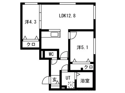 DOMANI医大前(2LDK/2階)の間取り写真