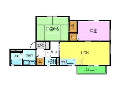 ファミール唐国Ⅱ(2LDK/2階)の間取り写真