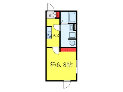 ヒルズコート北千住(1K/4階)の間取り写真