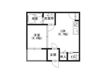 ジョイフル矢田(1LDK/2階)の間取り写真