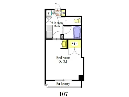 グランソール東照宮(1K/1階)の間取り写真